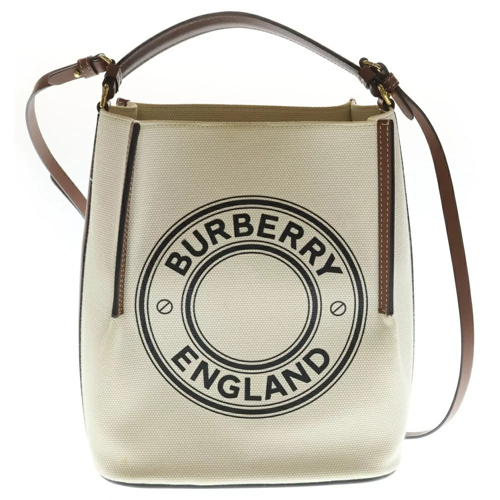 BURBERRY logo handbag shoulder bag brown canvas